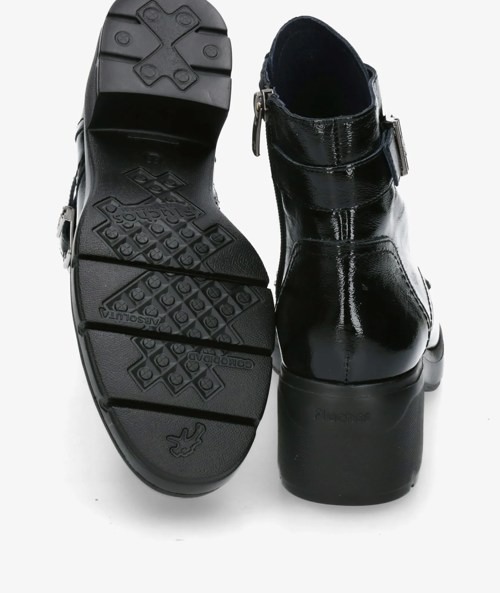 Mujer Fluchos Botines F2107 en charol negro