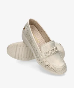 Mujer Amarpies Mocasines 30118 en platino