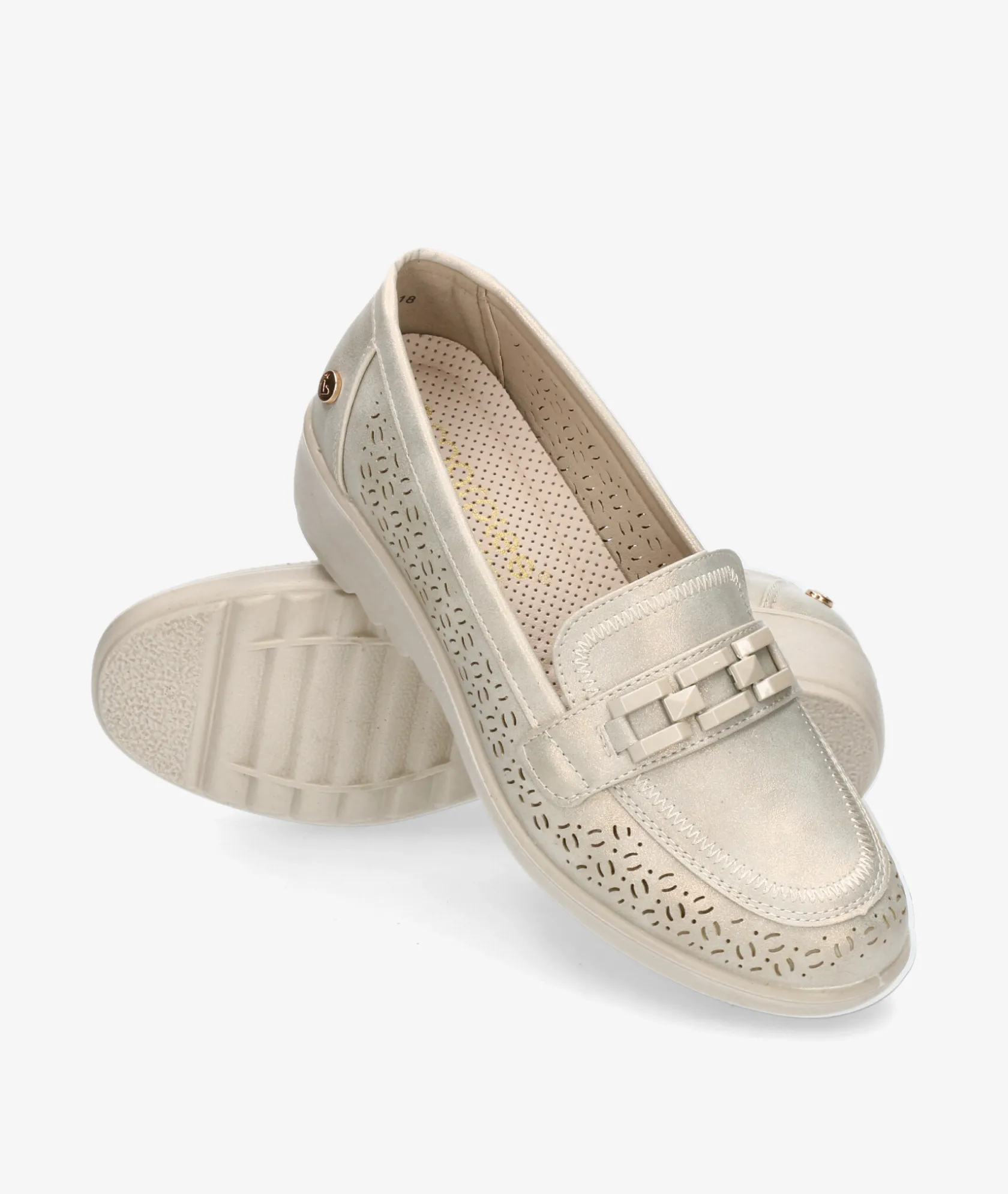 Mujer Amarpies Mocasines 30118 en platino