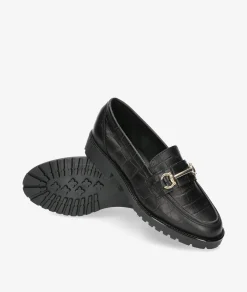 Mujer Funny Lola Mocasines 3136 en coco negro