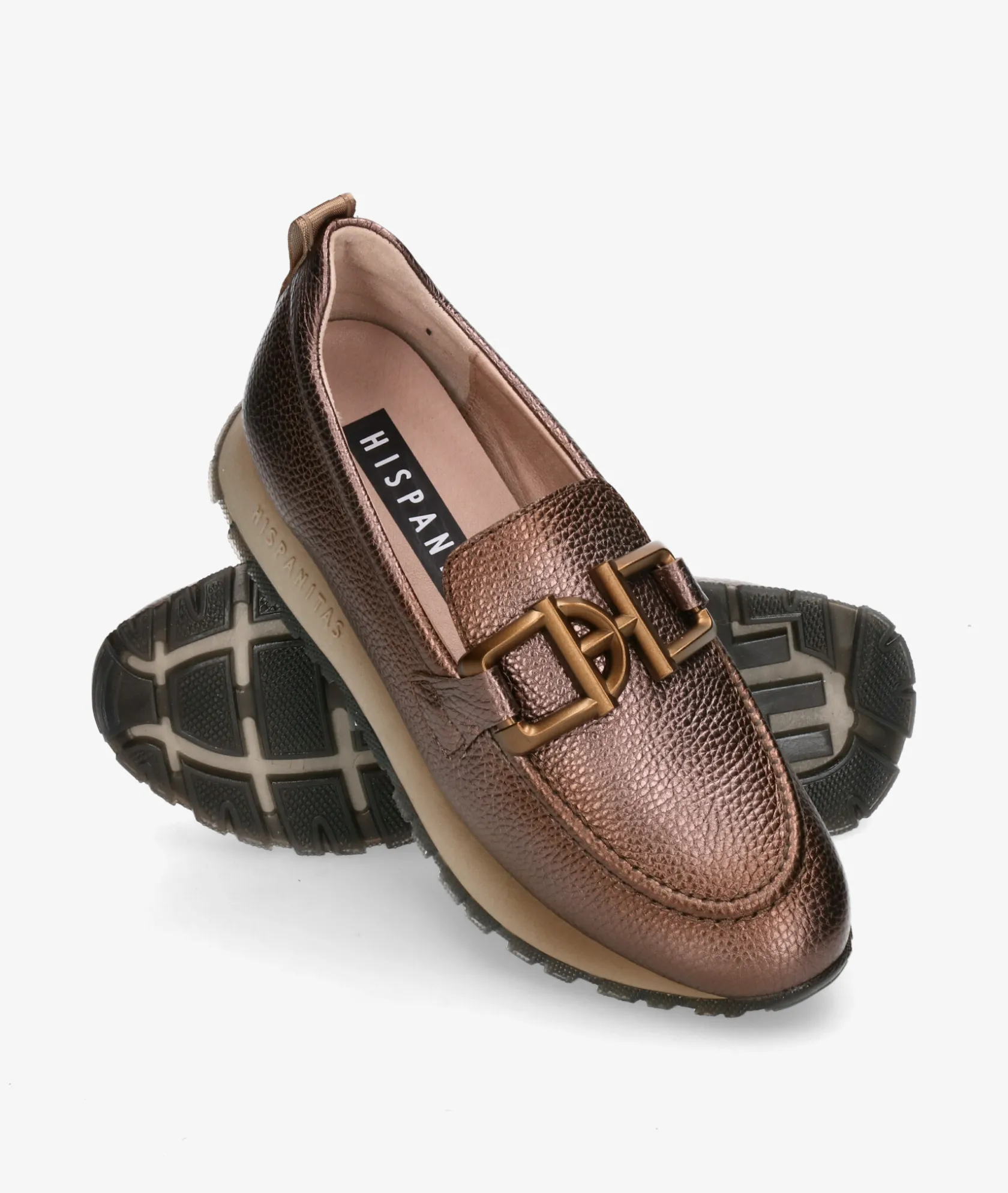 Mujer Hispanitas Mocasines HI254386 en taupe metalizado