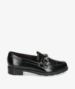 Mujer Pitillos Mocasines 10180 en charol negro
