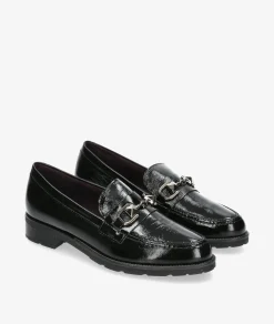 Mujer Pitillos Mocasines 10180 en charol negro