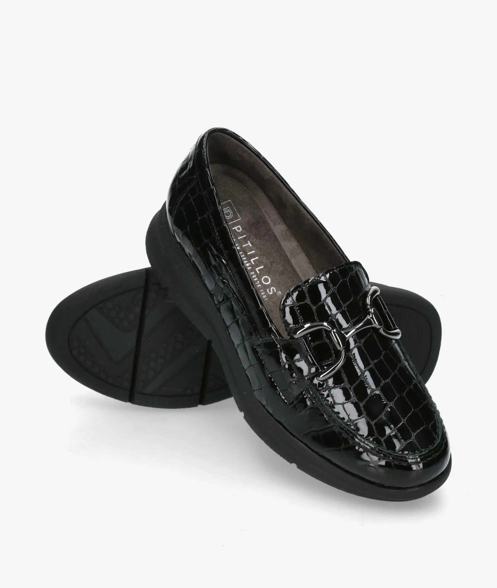 Mujer Pitillos Mocasines 10750 en coco negro