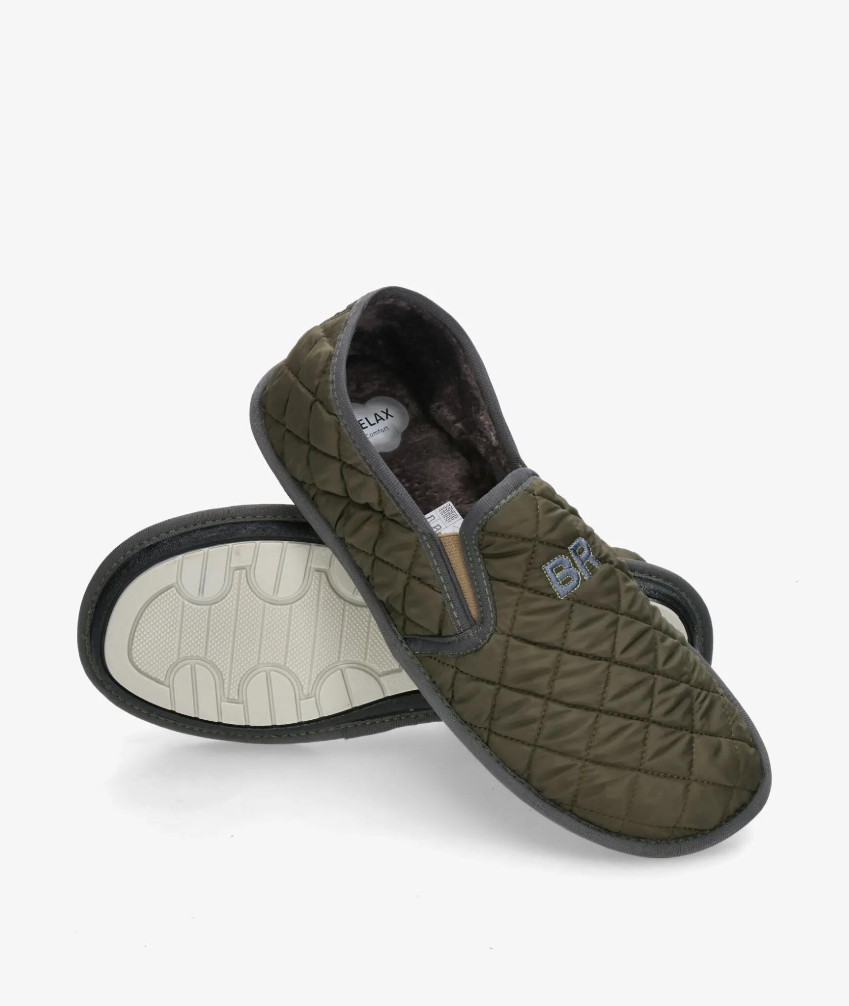 Hombre Bio Relax Zapatillas de casa 1566 en caki