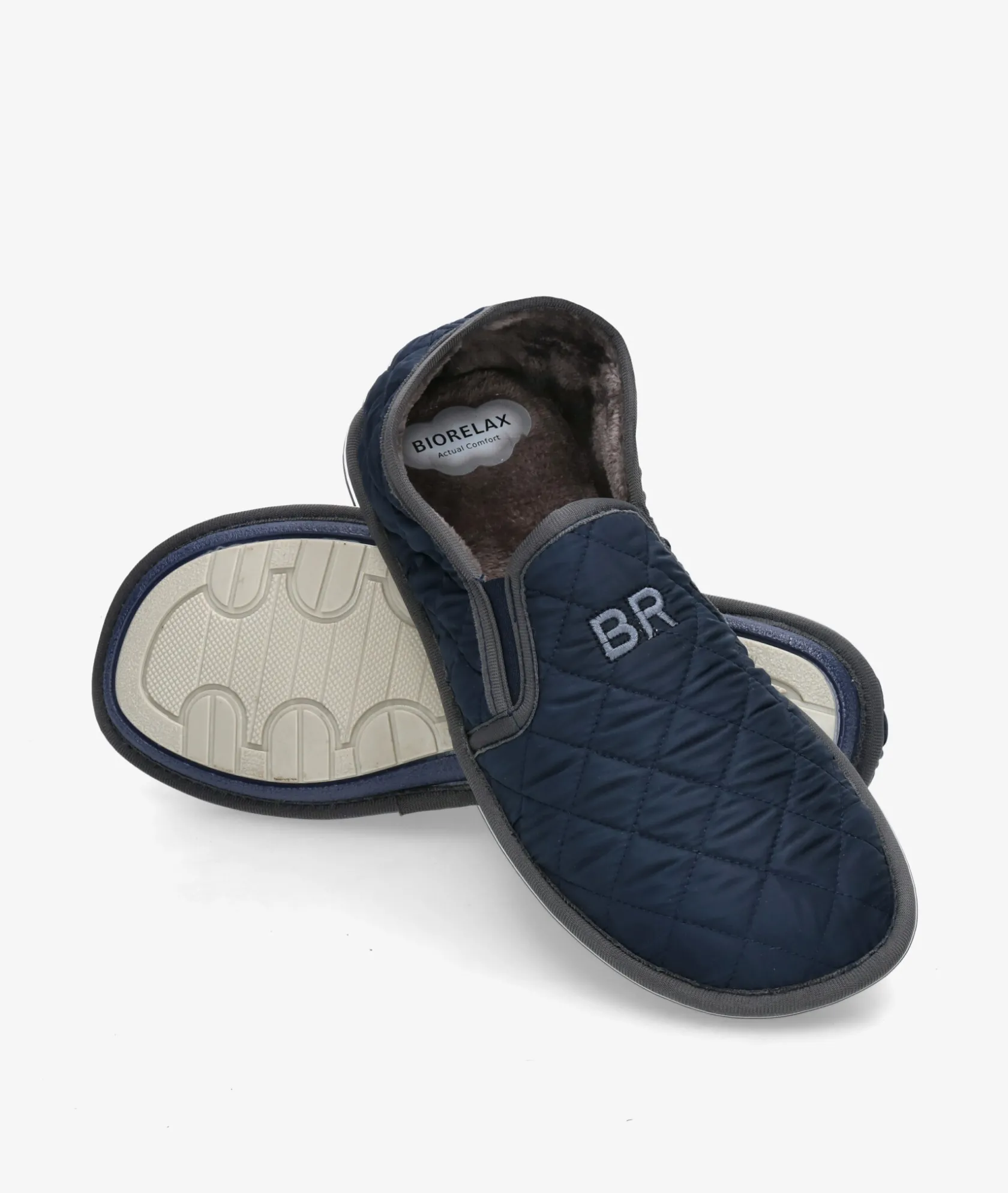 Hombre Bio Relax Zapatillas de casa 1566 en marino