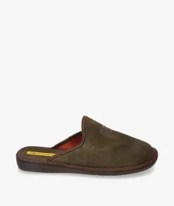 Hombre Nordikas Zapatillas de casa 236/F en serraje kaki