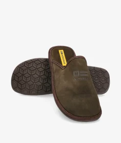 Hombre Nordikas Zapatillas de casa 236/F en serraje kaki