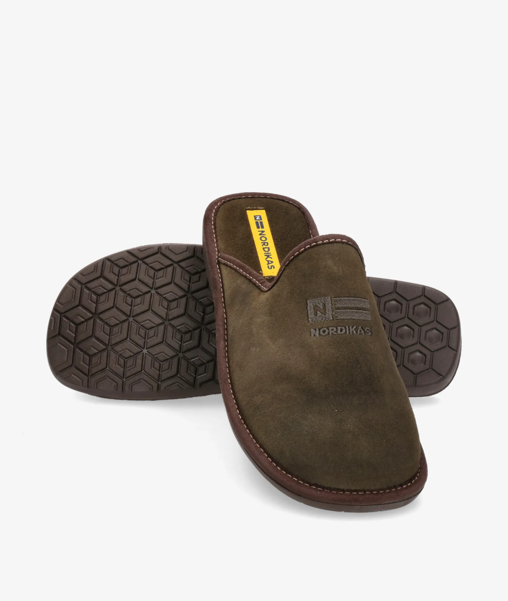 Hombre Nordikas Zapatillas de casa 236/F en serraje kaki