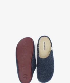 Hombre Victoria Zapatillas de casa 1081100 en azul marino
