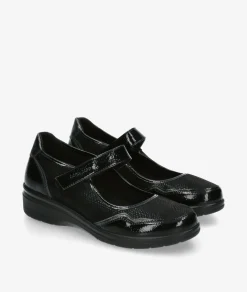 Mujer Amarpies Zapatos confort 29381 en charol negro