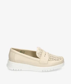Mujer Pitillos Zapatos confort 20304 en beige