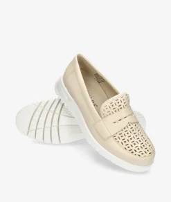 Mujer Pitillos Zapatos confort 20304 en beige