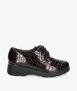 Mujer Pitillos Zapatos inglés 10057 en charol burdeos