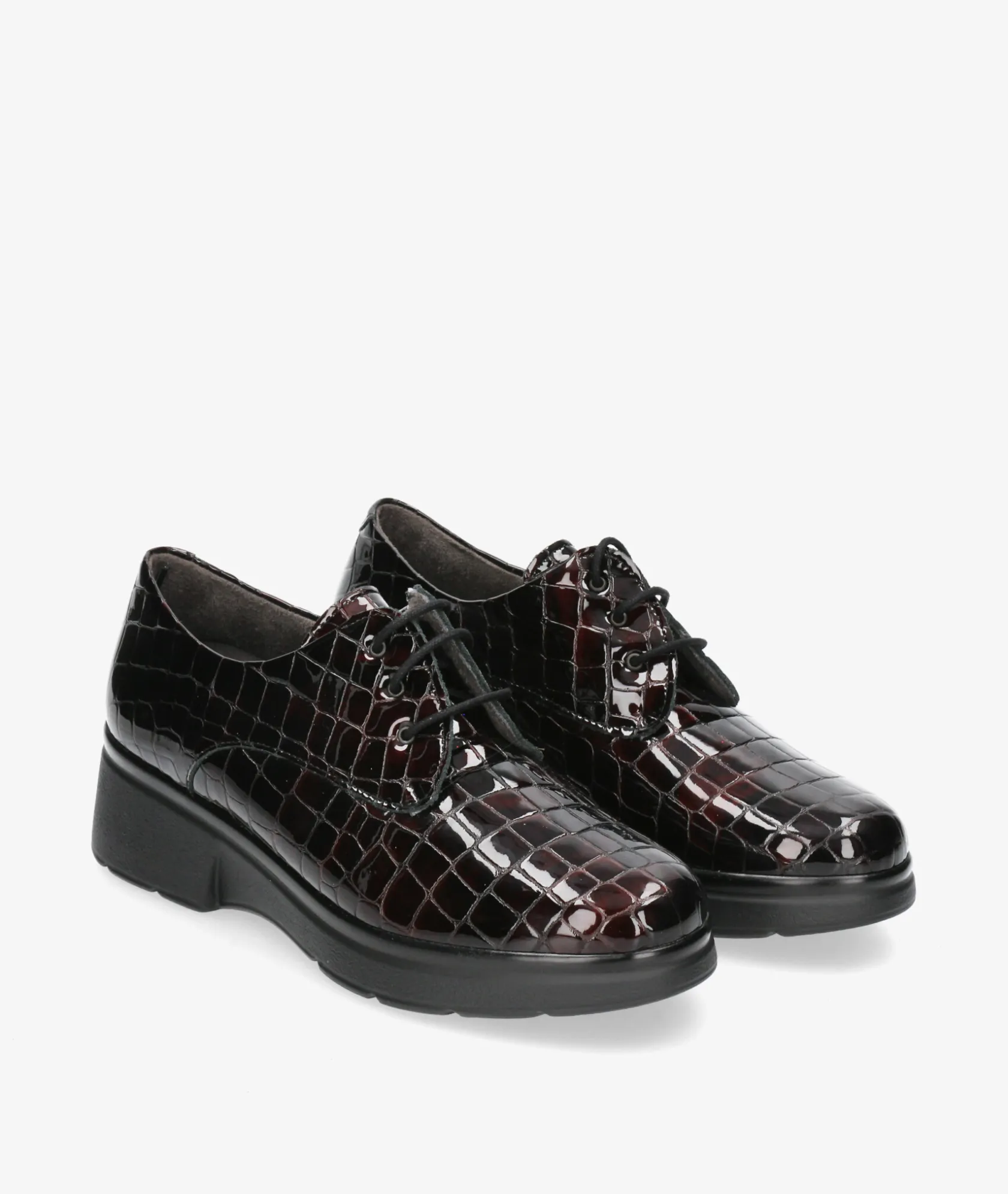 Mujer Pitillos Zapatos inglés 10057 en charol burdeos