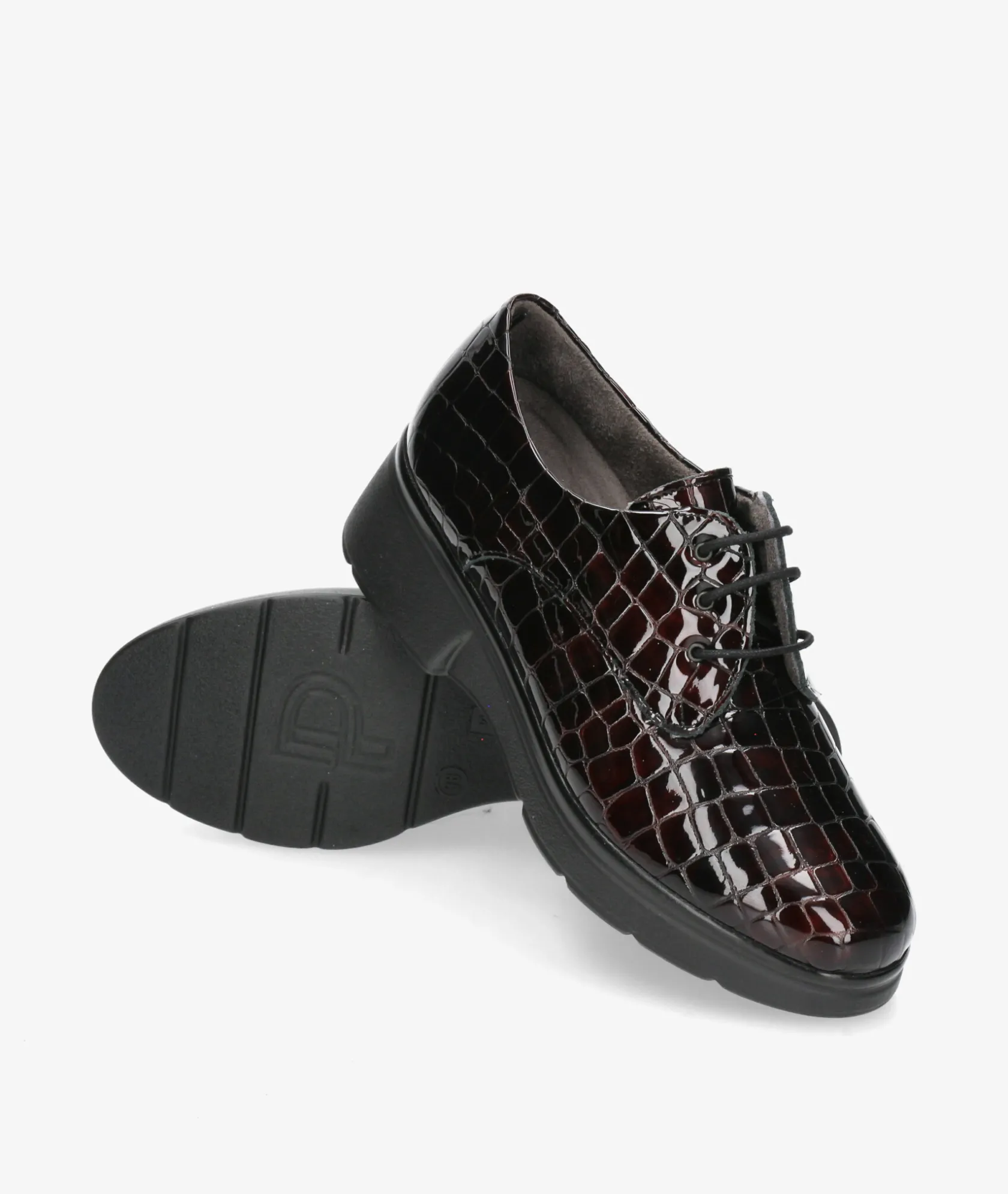 Mujer Pitillos Zapatos inglés 10057 en charol burdeos