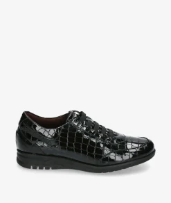 Mujer Blanco y negro Zapatos planos 20202 en charol negro