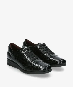 Mujer Blanco y negro Zapatos planos 20202 en charol negro