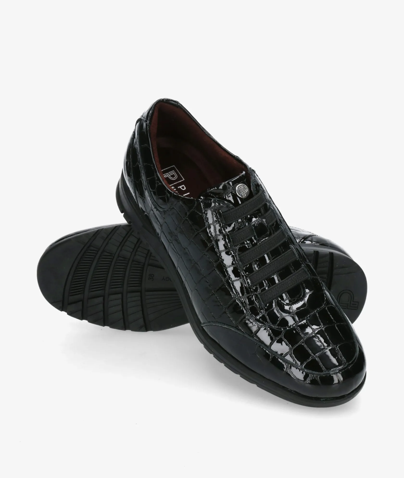 Mujer Blanco y negro Zapatos planos 20202 en charol negro